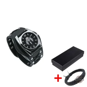 Style punk chic, montre pour homme audacieuse et raffinée