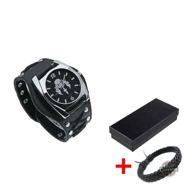Style punk chic, montre pour homme audacieuse et raffinée