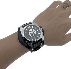 Montre homme, mélange de punk et steampunk audacieux