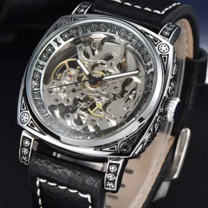 Design élégant de montre squelette pour homme