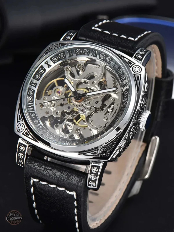 Design élégant de montre squelette pour homme