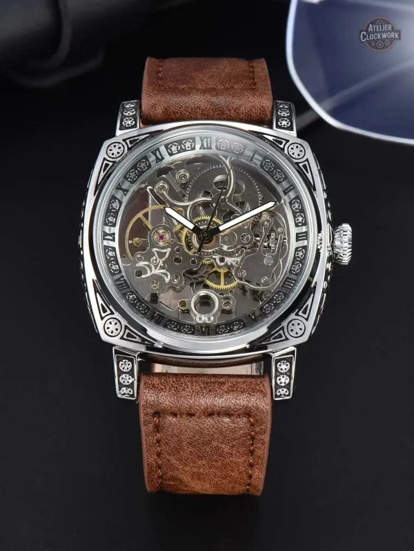 Montre homme à mouvement automatique et squelette