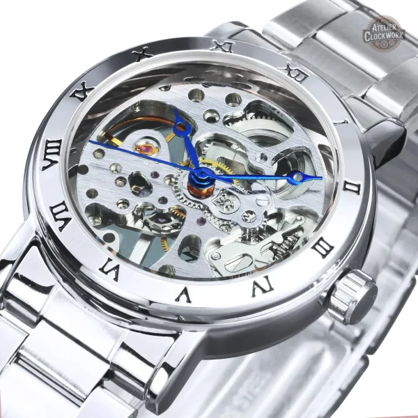 montre-squelette-femme-argent-1 Montre squelette femme argentée au design steampunk