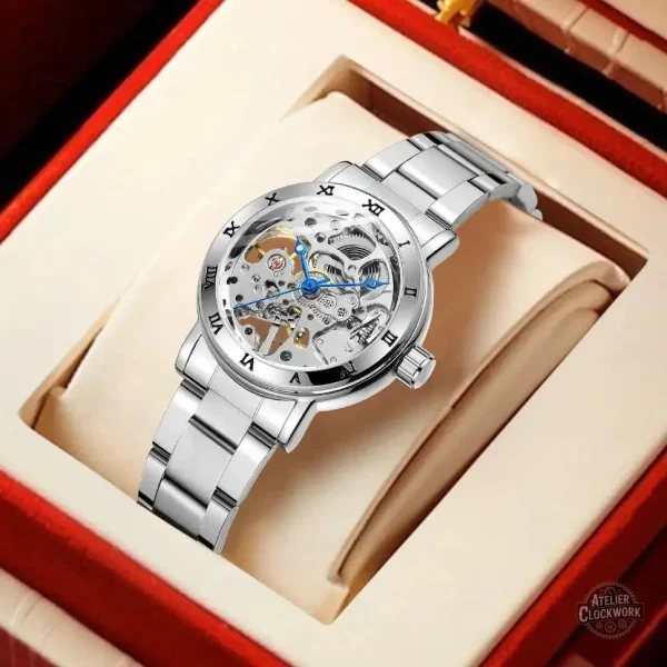 Montre squelette argentée pour un look audacieux
