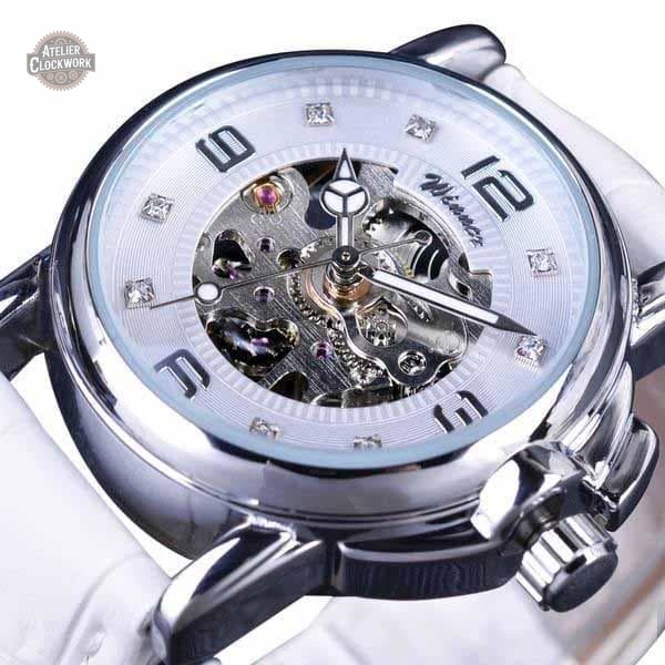 montre-squelette-femme-blanche-1 Montre Squelette Blanche Steampunk Femme