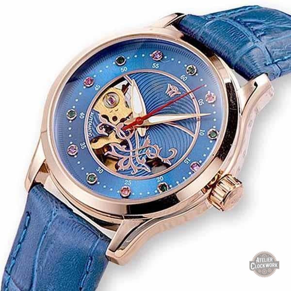 montre-squelette-femme-bleue-1 Montre Squelette Femme Bleue Steampunk