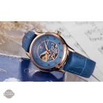 Accessoire tendance, montre squelette pour femme en bleu