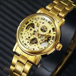 Montre femme squelette au design raffiné en or