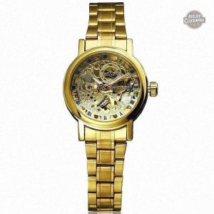 Montre en or à mécanisme squelette pour femme