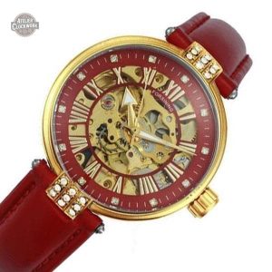 Montre Automatique Squelette Femme - Rouge