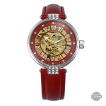 Montre Squelette Steampunk Femme en rouge