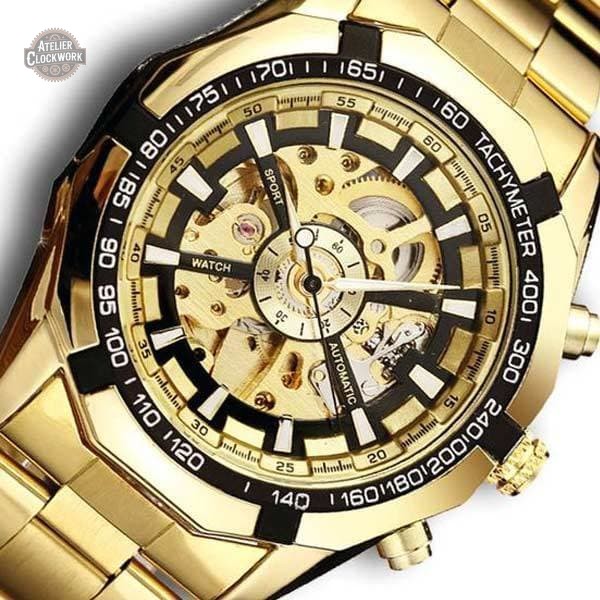montre-squelette-homme-or-1 Montre Squelette Churchill, élégance steampunk pour homme