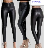 Pantalon noir à effet cuir