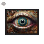 Oeil steampunk sur toile colorée