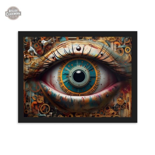 Oeil steampunk sur toile colorée