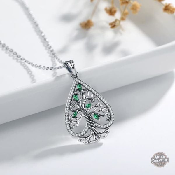 Accessoire féminin steampunk, pendentif arbre d'argent