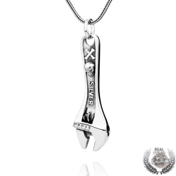 pendentif-cle-a-molette-steampunk-store-1 Pendentif Steampunk Silver Wrench élégant pour homme