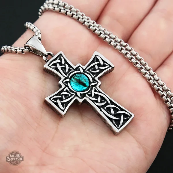 Élégant pendentif croix pour homme, style vintage steampunk