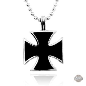 Collier Pendentif Croix de Malte pour homme style steampunk