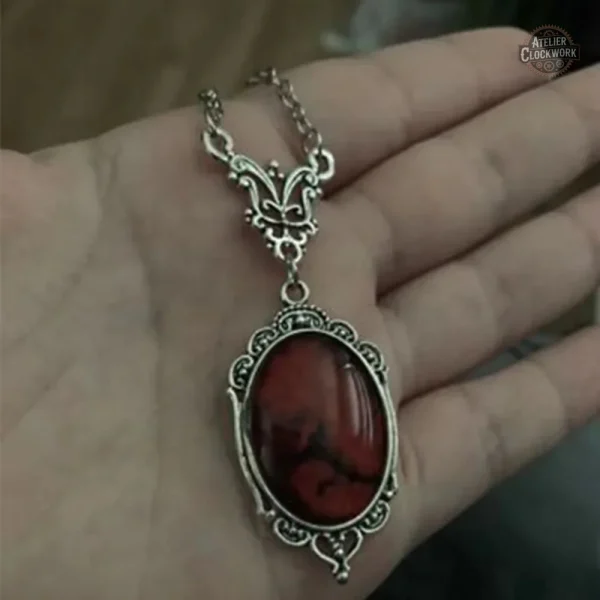 Bijou Steampunk Femme avec Pierre Rouge Élégante