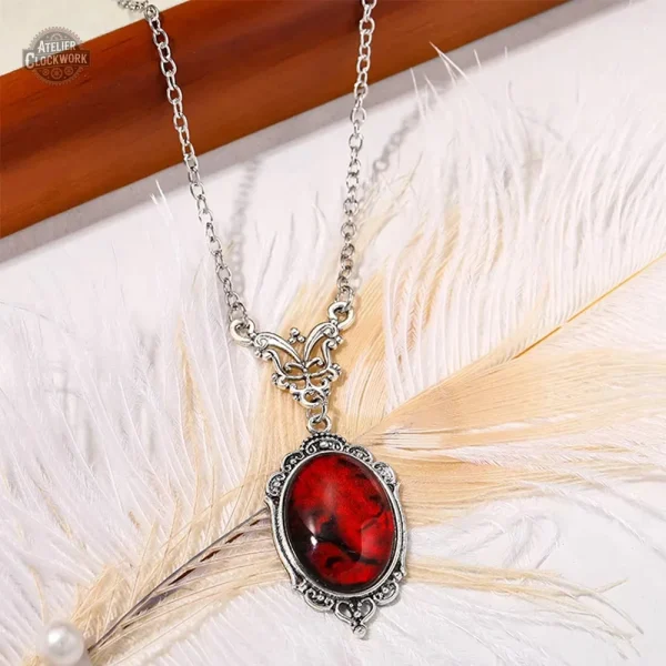 Collier Victorien en Pierre Rouge pour Femme