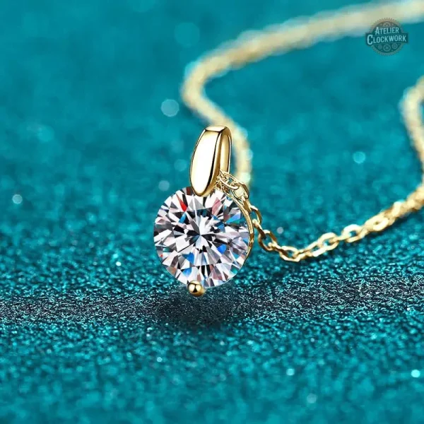 Pendentif Moissanite dans un design rétro-futuriste
