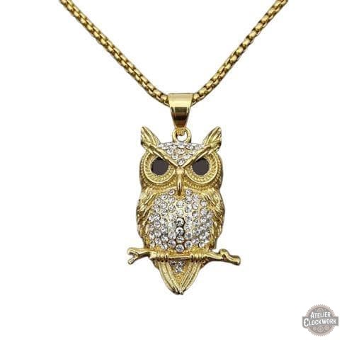 pendentif-hibou-plaque-or-steampunk-store-1 Pendentif Hibou Doré Steampunk