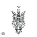 Pendentif argenté hibou, style steampunk unique