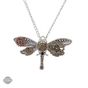 Pendentif Libellule Steampunk en design mécanique