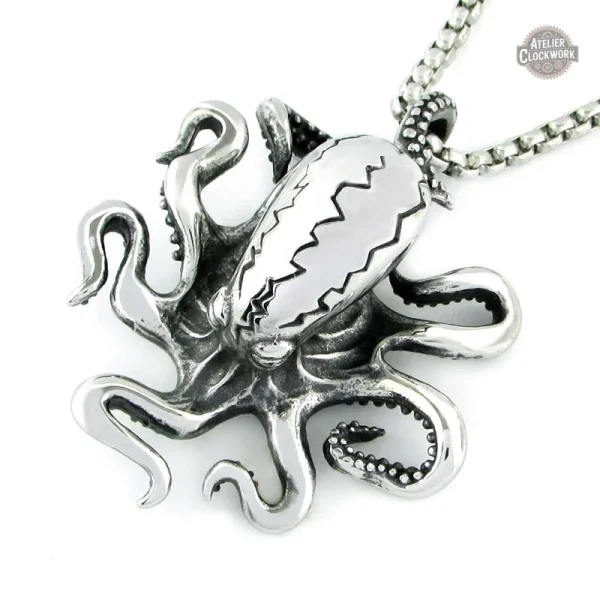 Pendentif Poulpe Acier Steampunk