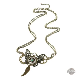 Bijou steampunk : pendentif papillon avec design mécanique