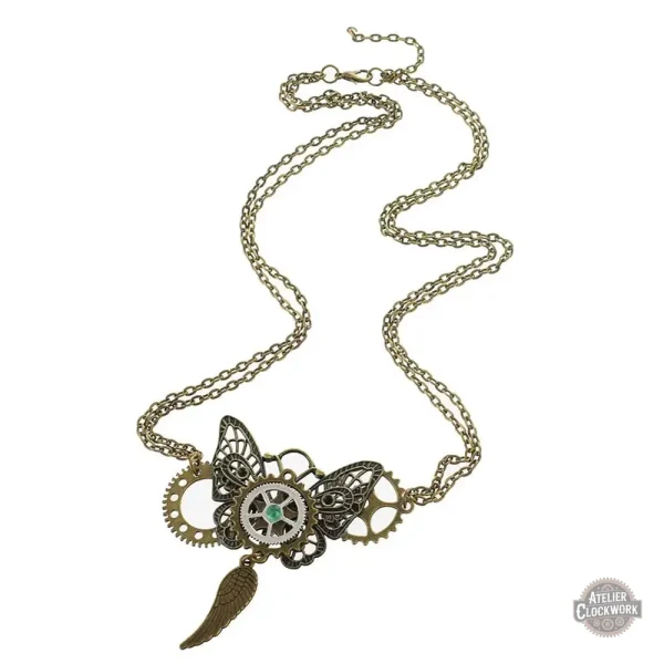 Bijou steampunk : pendentif papillon avec design mécanique