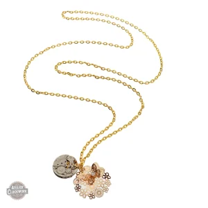 Papillon mécanique en pendentif, charme vintage pour femme