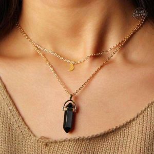 Pendentif De la Terre à la Lune en pierre de lune
