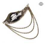 Accessoire cheveux steampunk, pince dorée avec motif aile d'ange