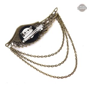 Accessoire cheveux steampunk, pince dorée avec motif aile d'ange
