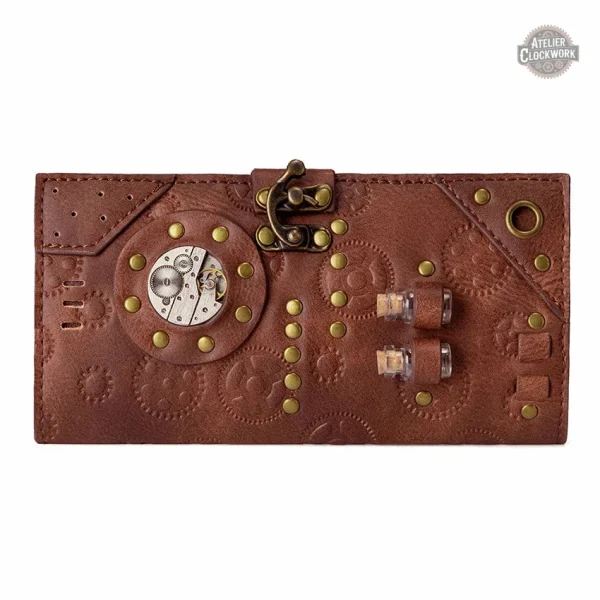 Portefeuille long avec motifs Steampunk