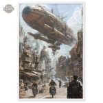 Art mural Steampunk visionnaire, ambiance post-apocalyptique