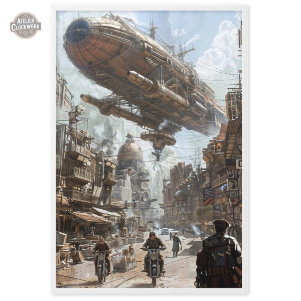 Art mural Steampunk visionnaire, ambiance post-apocalyptique