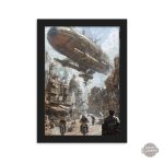 Affiche Steampunk, illustration futuriste et rétro