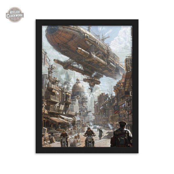 Poster artistique Steampunk, mélange d'hyperréalisme et de fiction