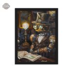 Détail artistique d'un robot érudit en ambiance steampunk