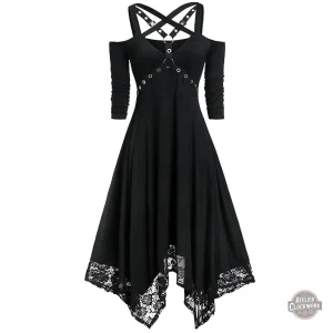 Robe gothique à épaules dénudées en noir