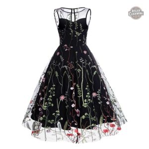 Robe Vintage à Fleurs - Motifs Brodés