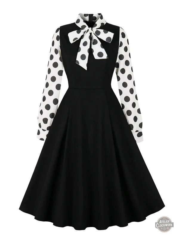 robe-a-pois-noir-et-blanc-1 Robe Vintage à Pois Noirs et Blancs