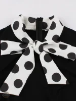 Robe Victorienne à Pois Noirs et Blancs