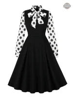 Robe à Pois Noirs et Blancs, Chic Steampunk