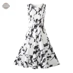 Robe blanche avec fleur noire - Dark Bloom