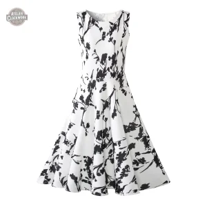 Robe blanche avec fleur noire - Dark Bloom