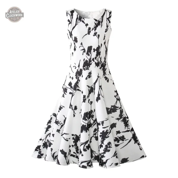 robe-blanche-avec-fleur-noir-1 Robe blanche avec fleur noire - Dark Bloom